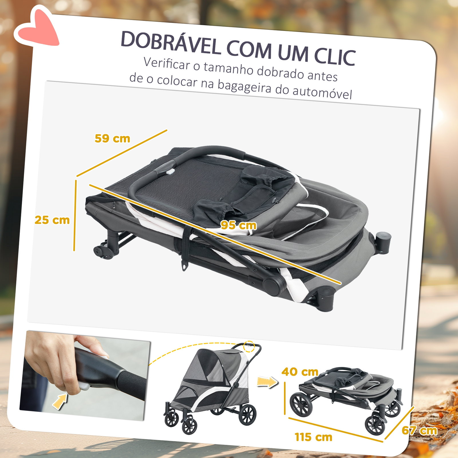 Carrinho dobrável para cães com janelas de malha almofadado lavável correias de segurança 124x67x100 cm cinzento escuro