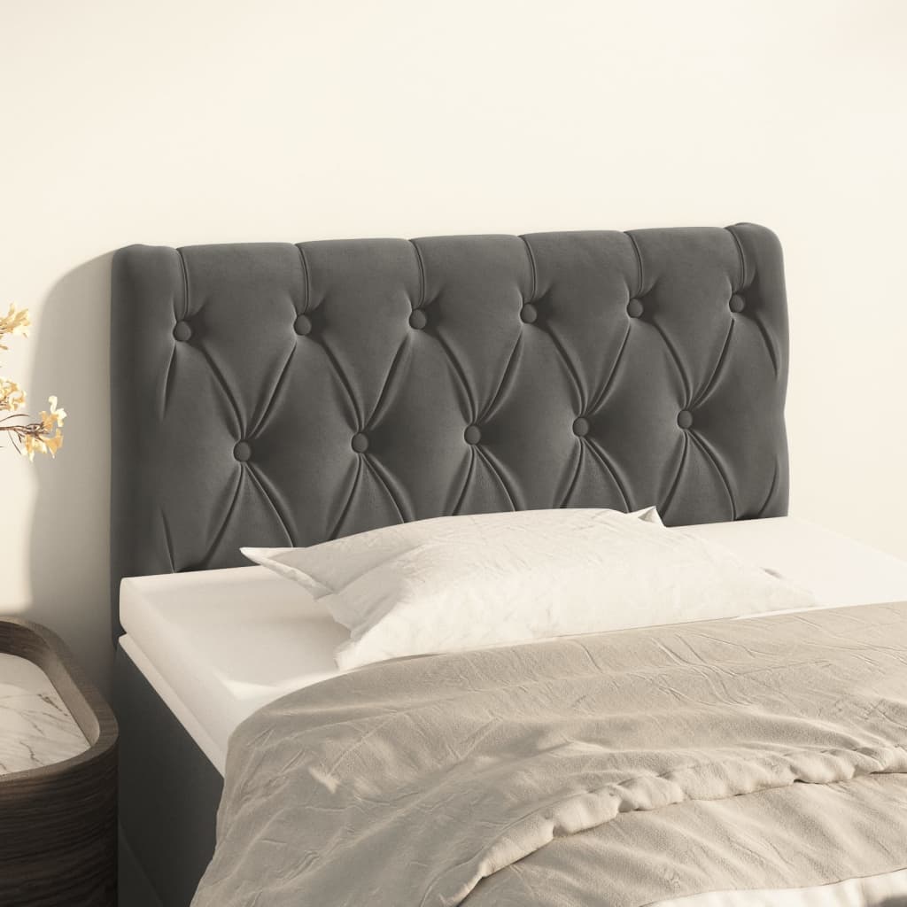 Cabeceira de cama veludo 80x7x78/88 cm cinzento-escuro