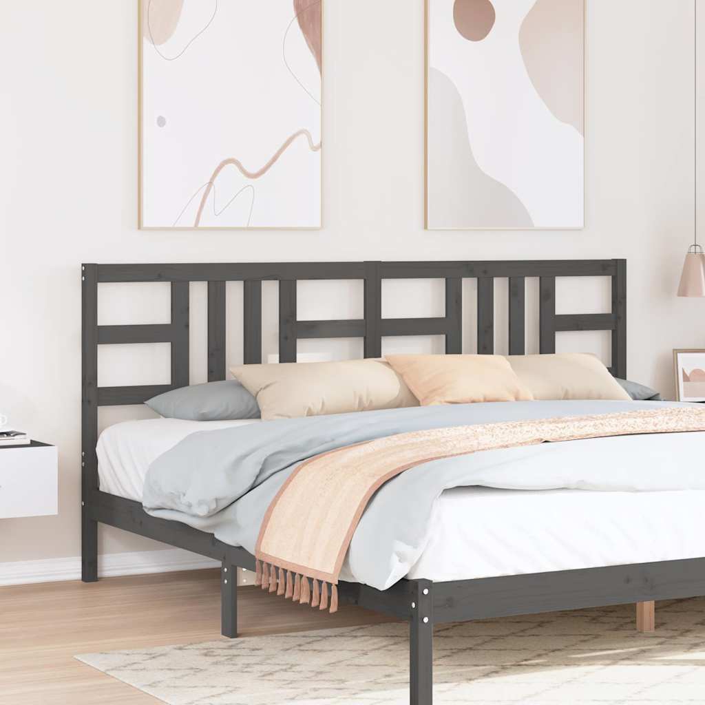 Cabeceira de cama 206x4x100 cm pinho maciço cinzento