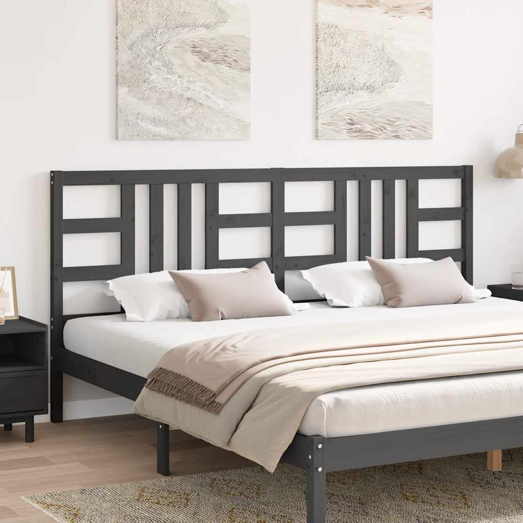 Cabeceira de cama 206x4x100 cm pinho maciço cinzento