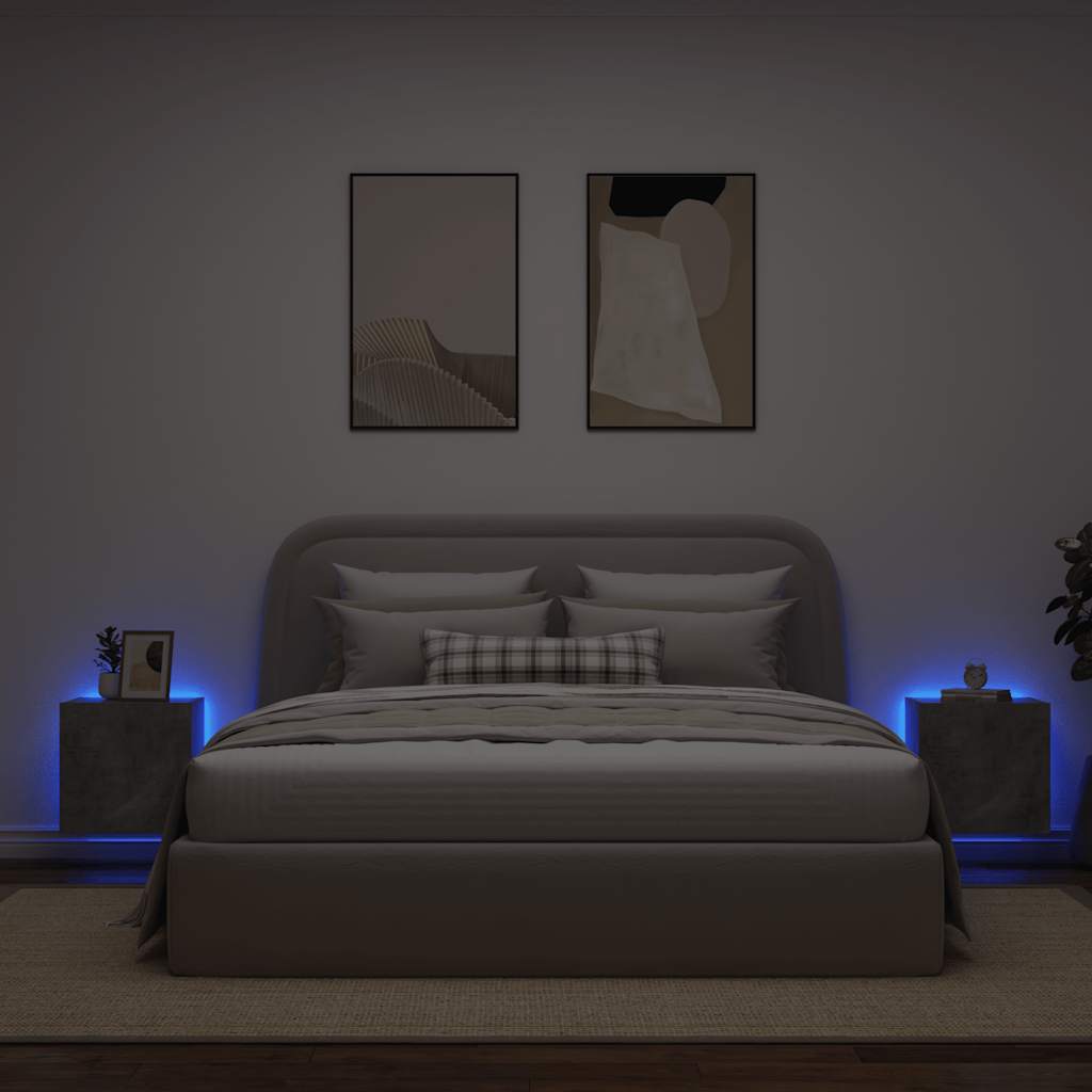 Móveis de parede para TV com luzes LED 2 pcs cinzento cimento