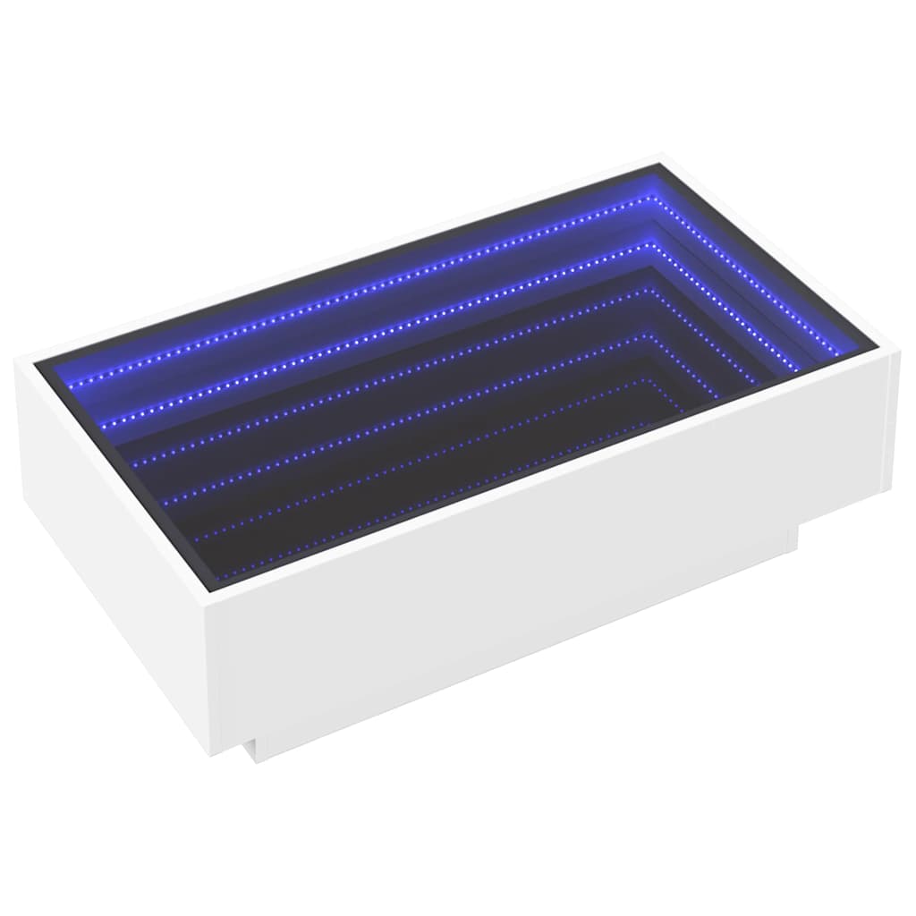 Mesa de centro c/ leds 90x50x30 cm derivados de madeira branco