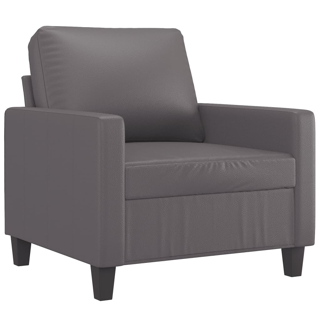 4 Pcs conjunto de sofás c/ almofadões couro artificial cinzento