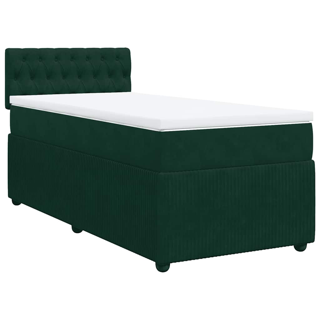 Cama com molas/colchão 80x200 cm veludo verde-escuro