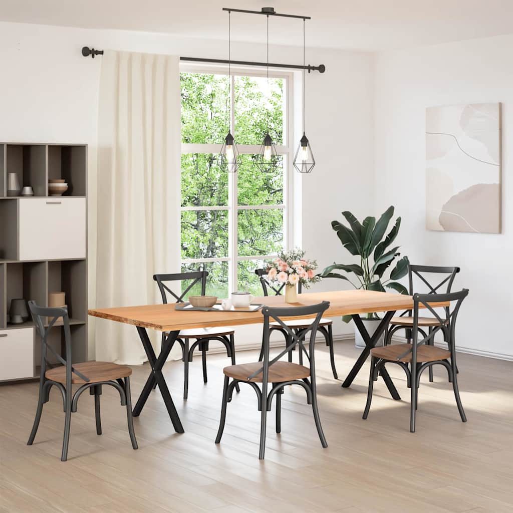 Pés de mesa de jantar em formato de x, 2 peças, preto, 80x (72-73) cm, aço