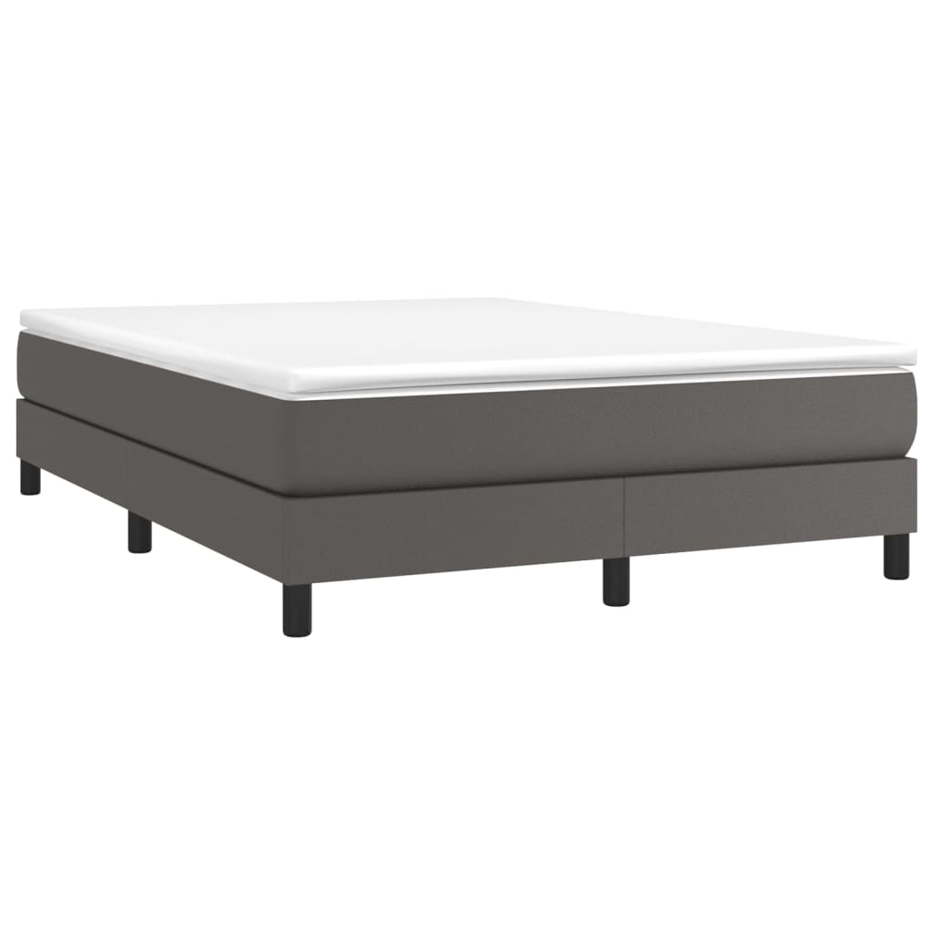 Estrutura de cama com molas 140x190 cm couro artificial cinzento