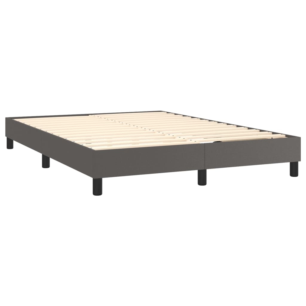 Estrutura de cama com molas 140x190 cm couro artificial cinzento