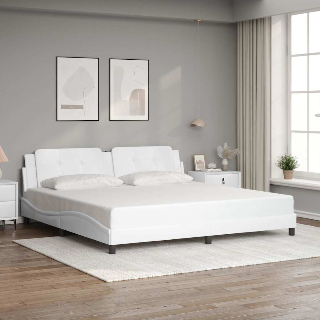 Estrutura de cama sem colchão zadar couro artificial 200x200 cm branco