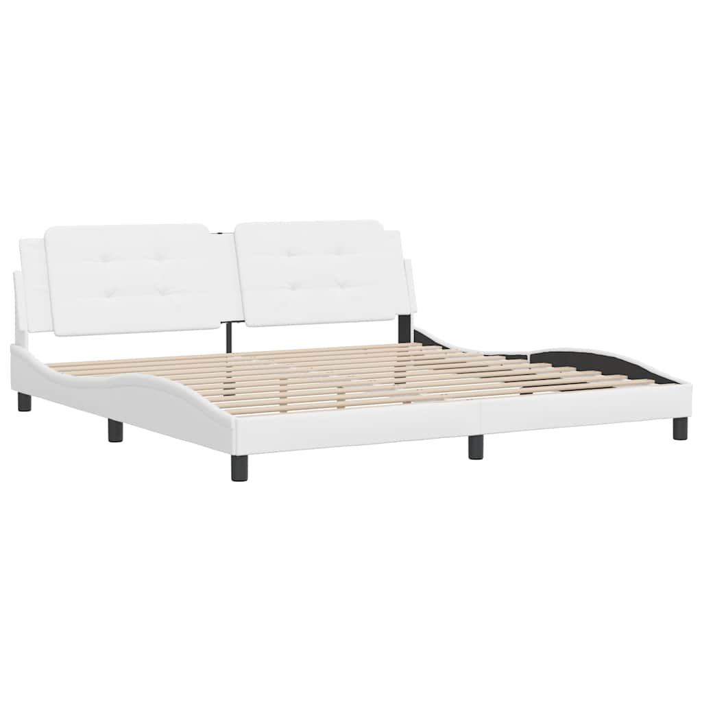 Estrutura de cama sem colchão zadar couro artificial 200x200 cm branco