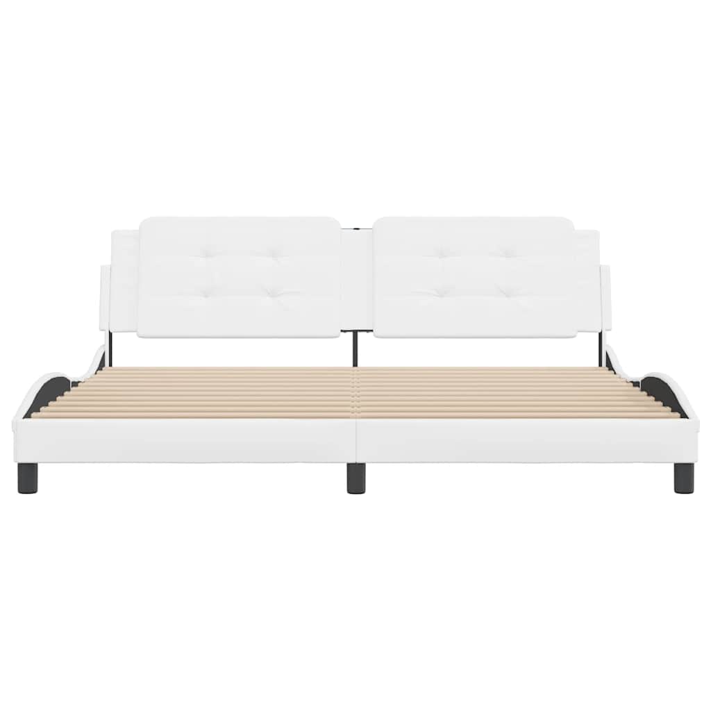 Estrutura de cama sem colchão zadar couro artificial 200x200 cm branco