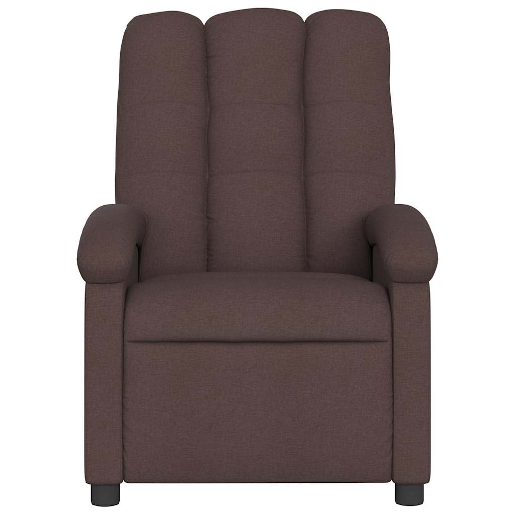 Poltrona de massagens reclinável tecido castanho-escuro