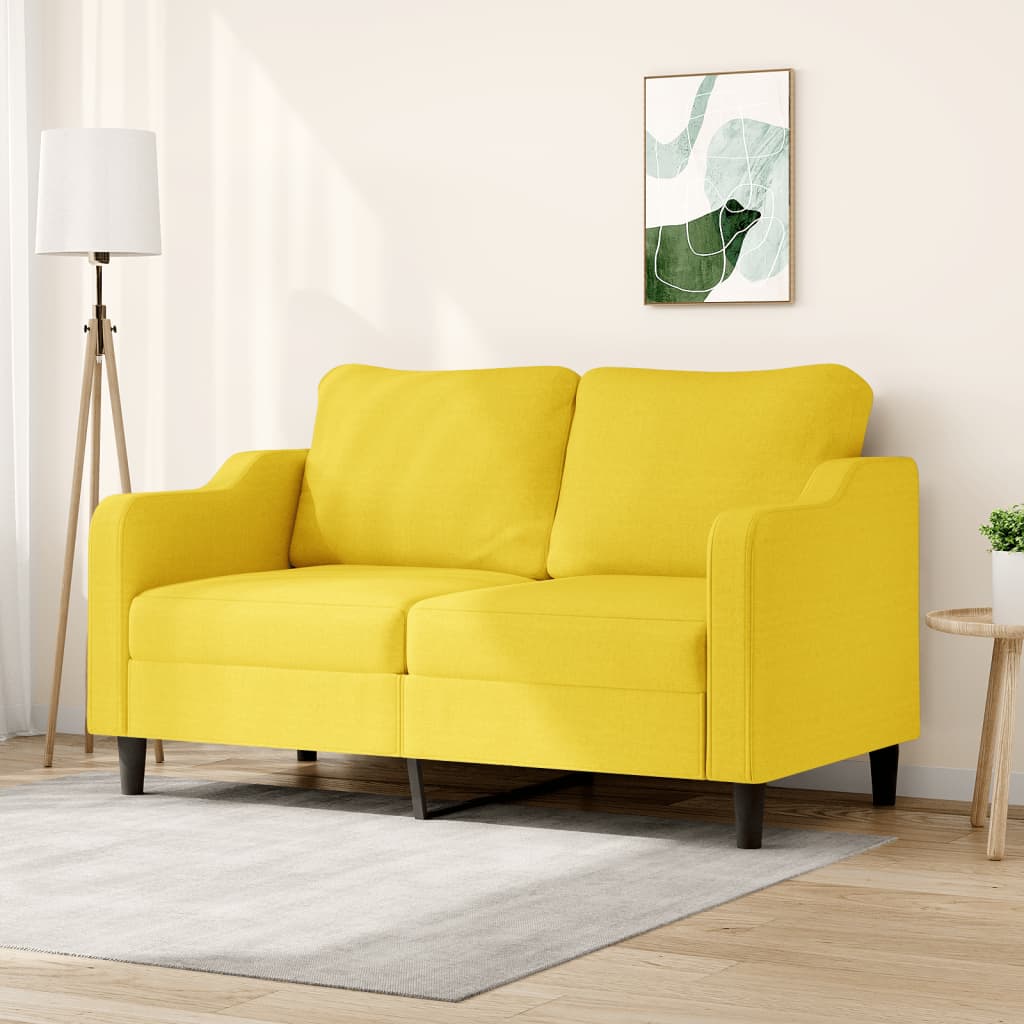 Sofá de 2 lugares 140 cm tecido amarelo-claro