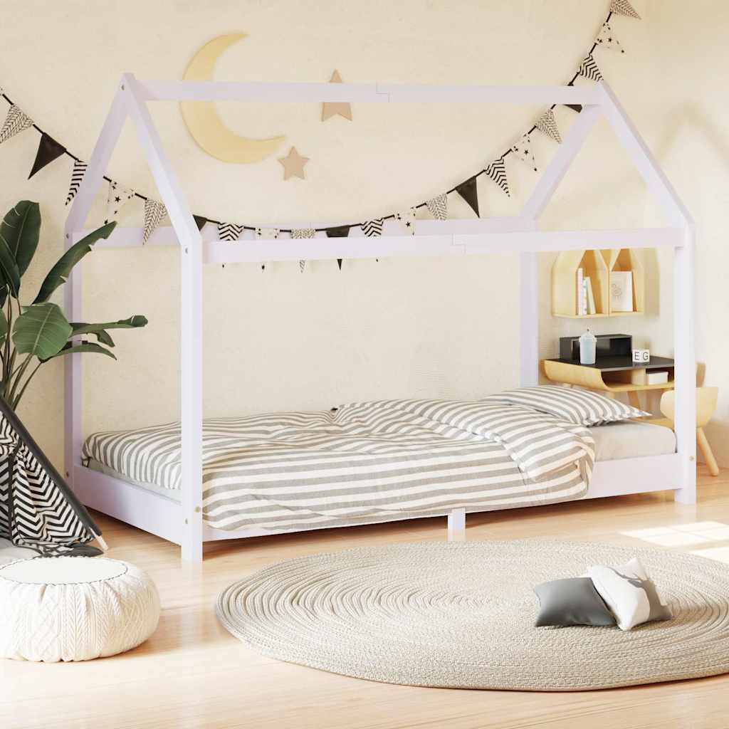Estrutura de cama para crianças 70x140 cm pinho maciço branco