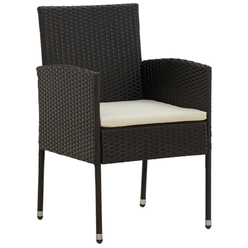 5 Pcs conjunto de jantar p/ exterior vime PE preto