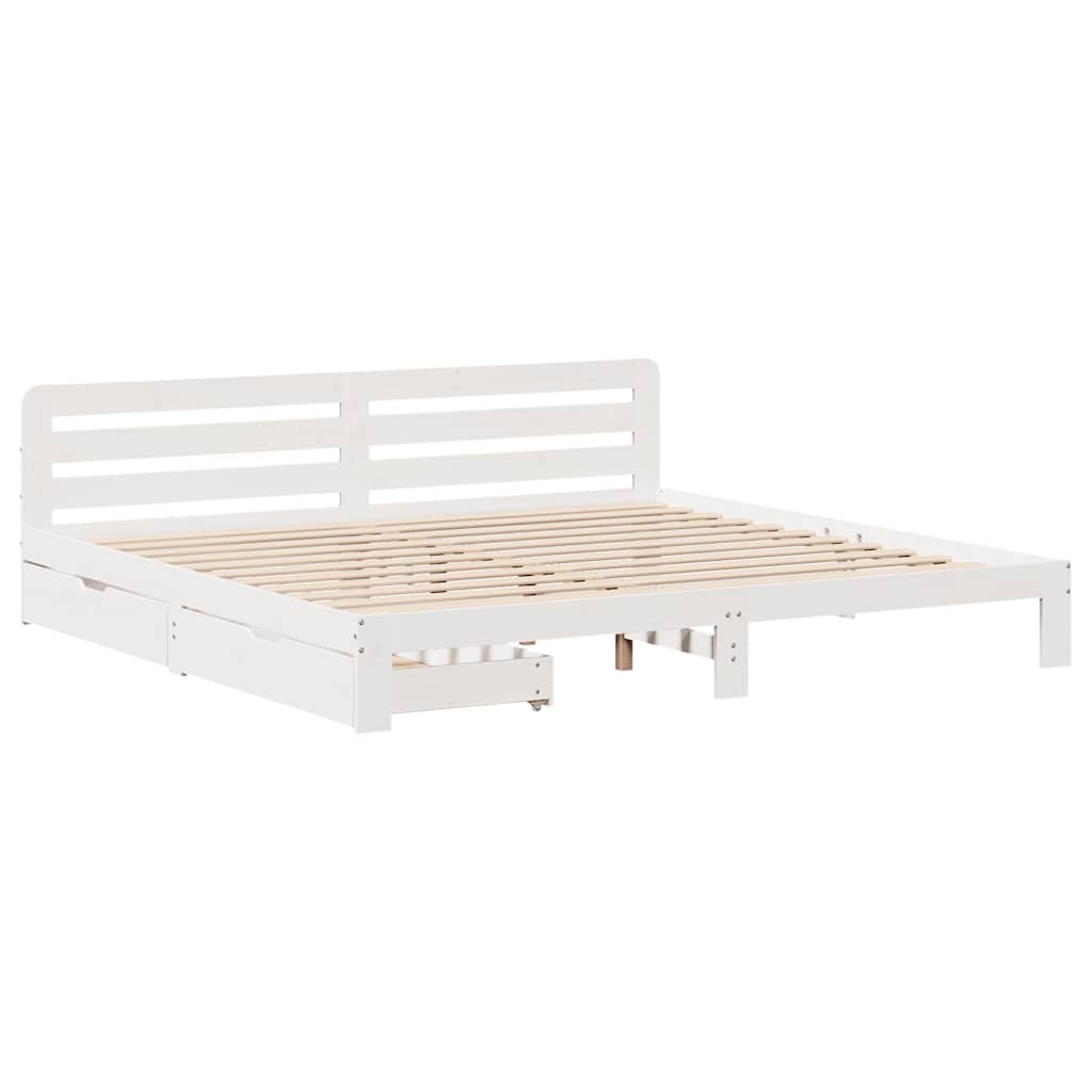 Cama sem colchão 180x200 cm madeira de pinho maciça branco