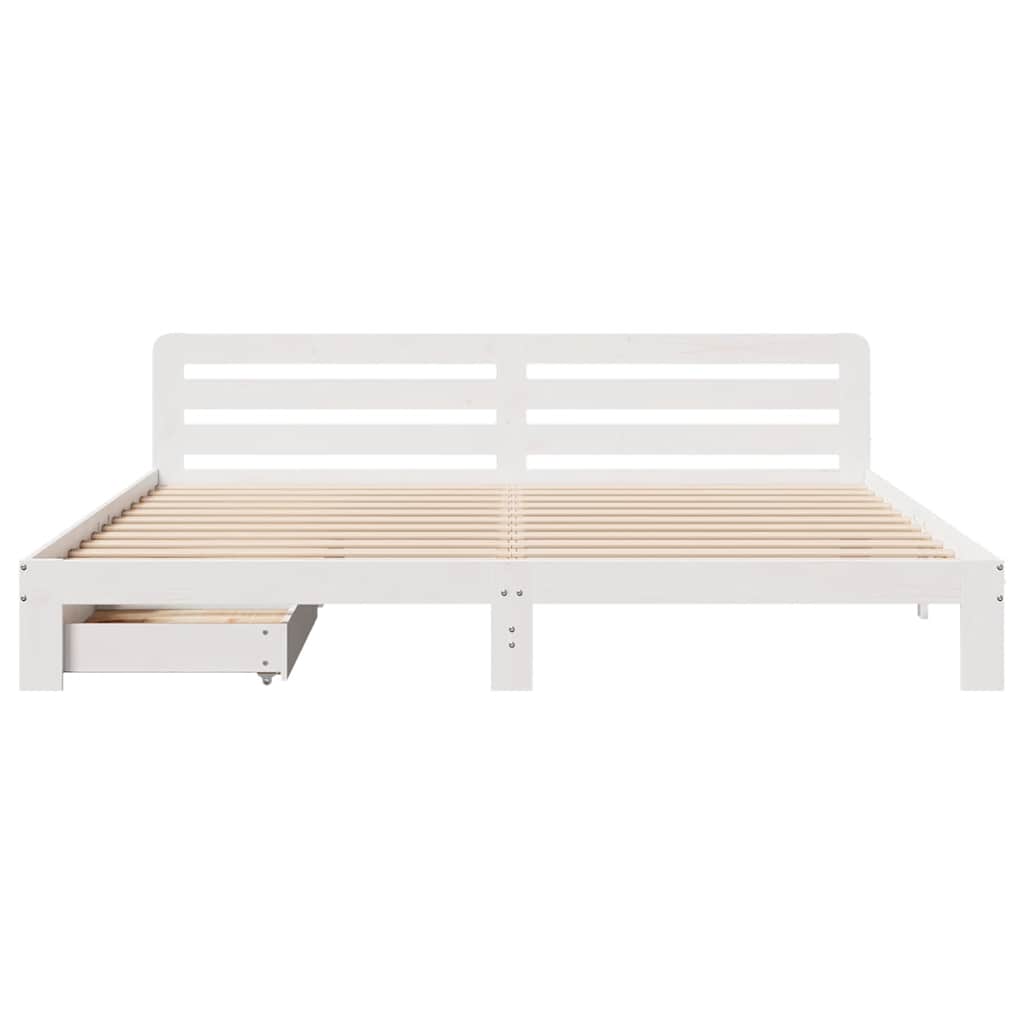 Cama sem colchão 180x200 cm madeira de pinho maciça branco