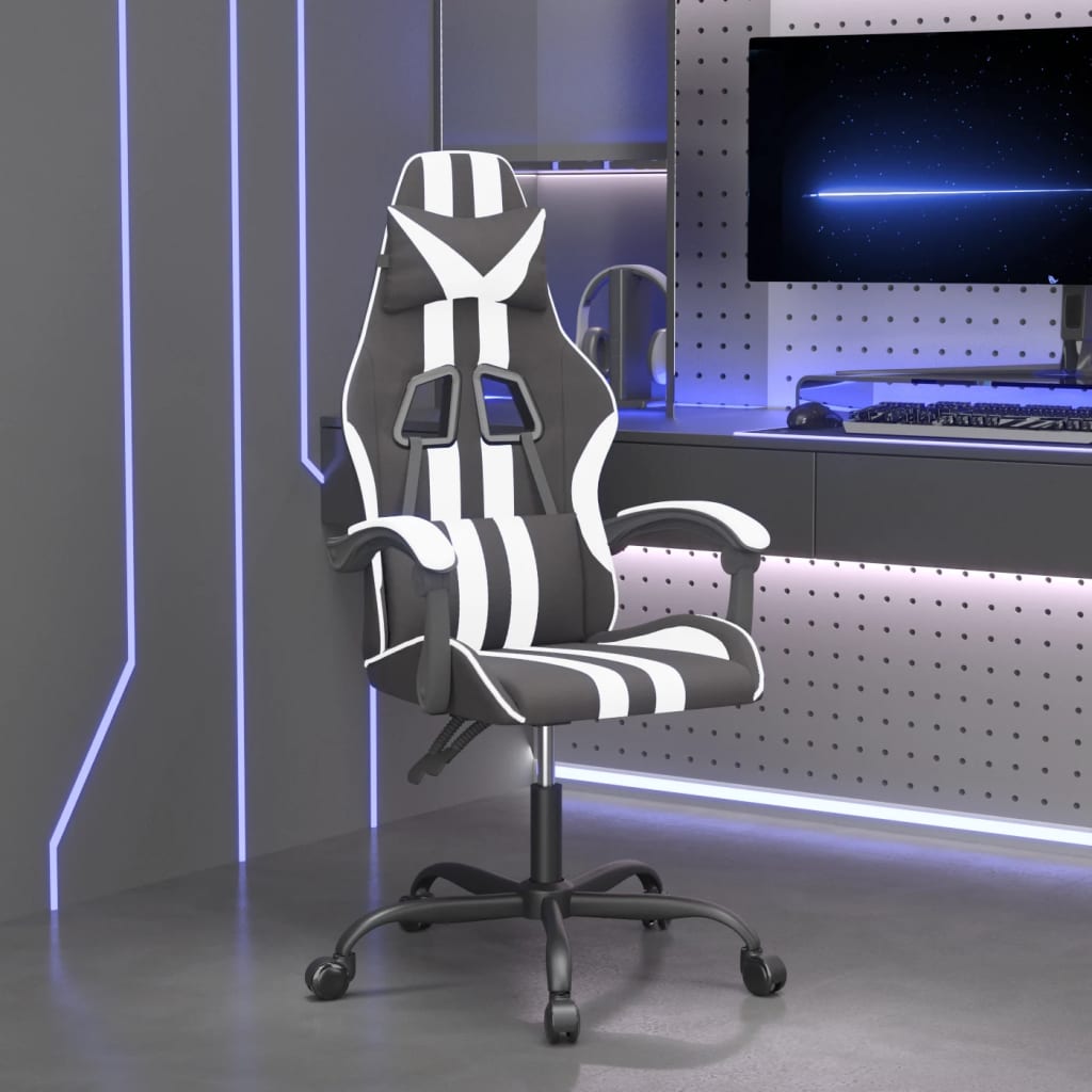 Cadeira gaming couro artificial preto e branco