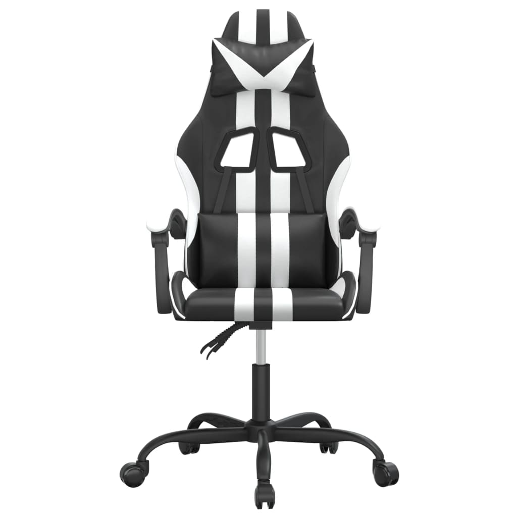 Cadeira gaming couro artificial preto e branco