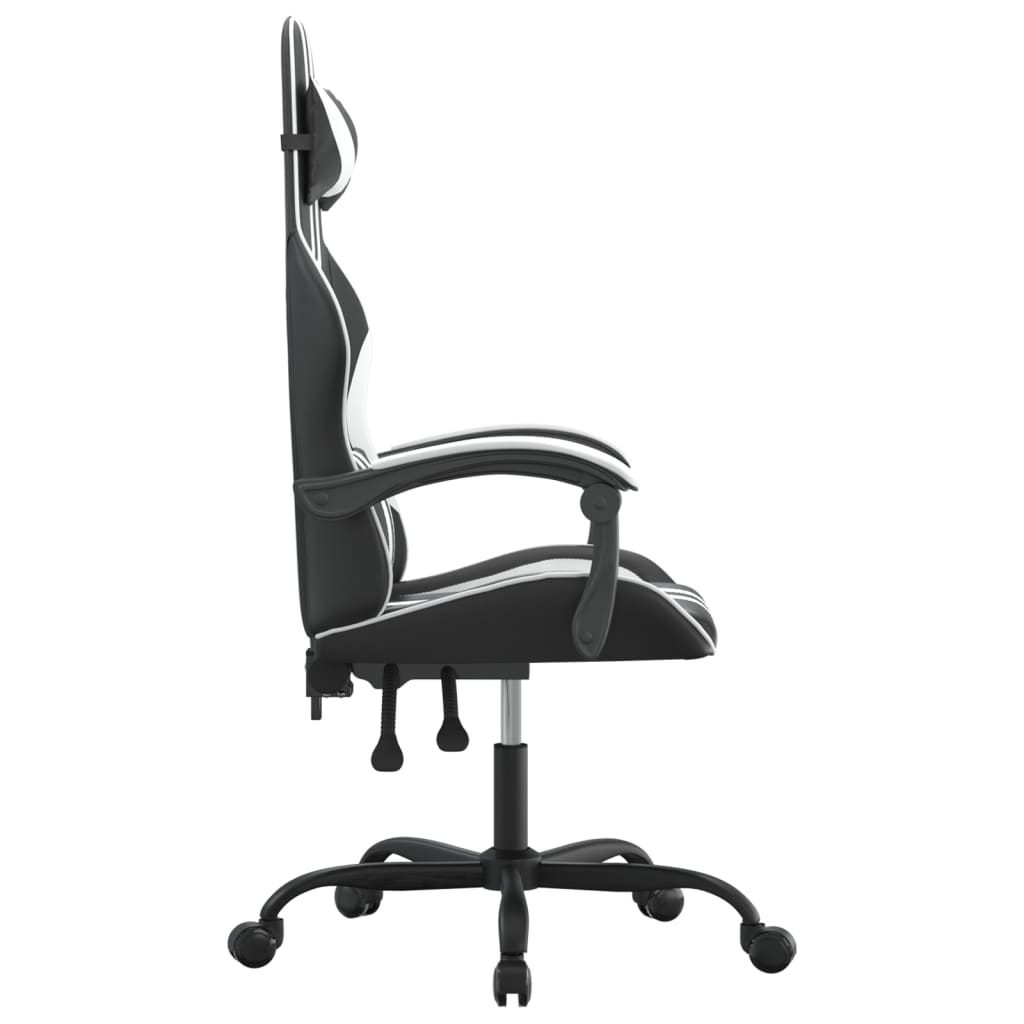 Cadeira gaming couro artificial preto e branco