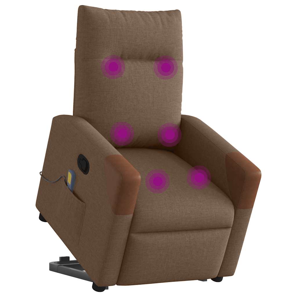 Poltrona reclinável massagens tecido castanho