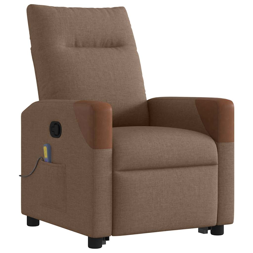 Poltrona reclinável massagens tecido castanho