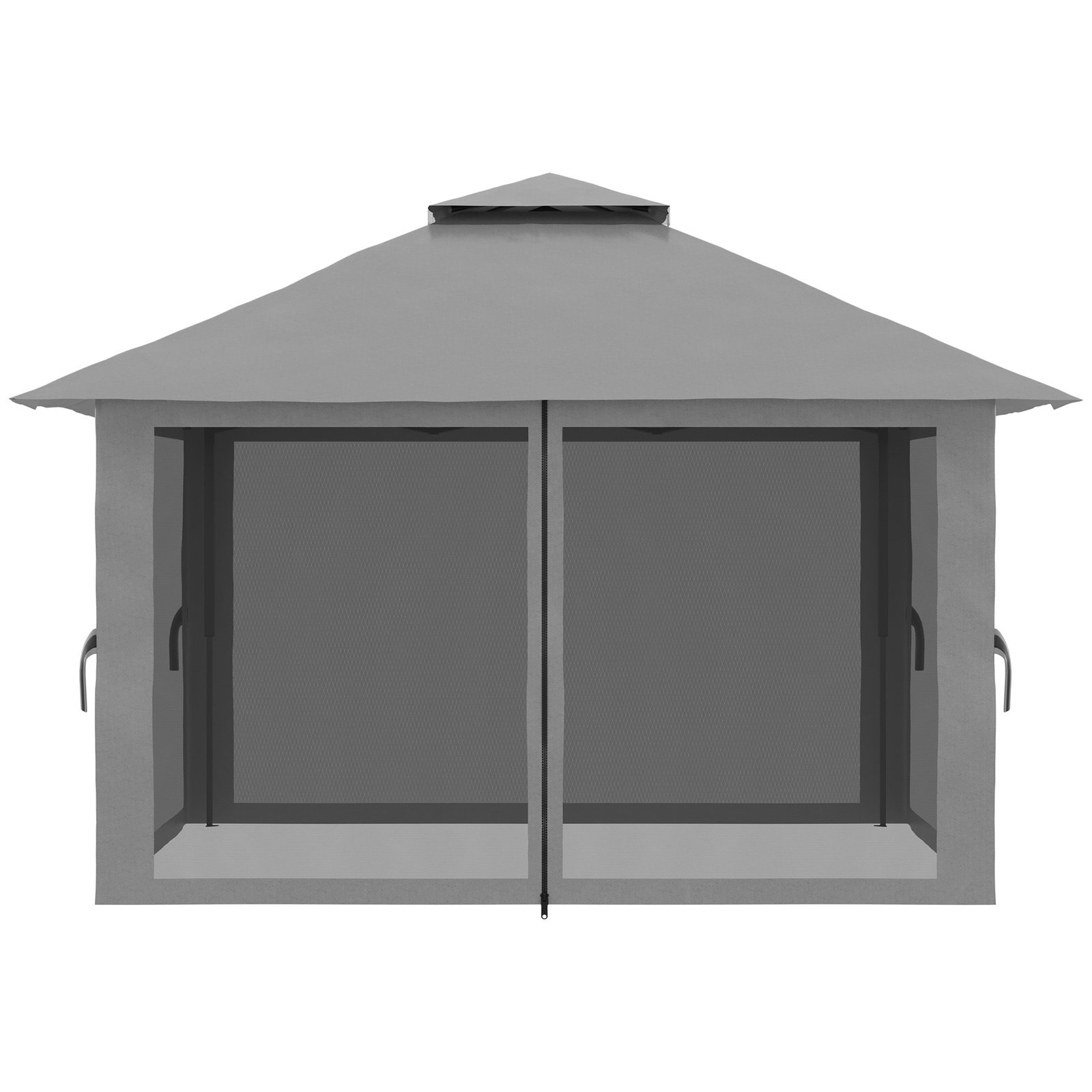 Tenda dobrável pop-up 3,92x3,92x2,83 m com altura ajustável proteção uv50+ rede mosquiteira e bolsa de transporte cinza