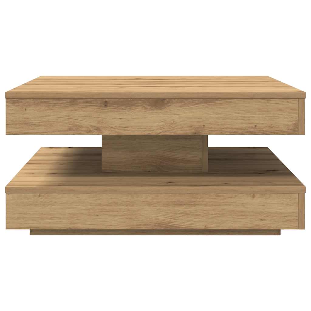 Mesa centro rotativa a 360graus 70x70x34,5cm carvalho artisiano