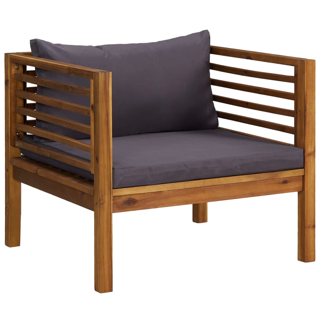 5 Pcs conjunto lounge de jardim c/ almofadões acácia maciça