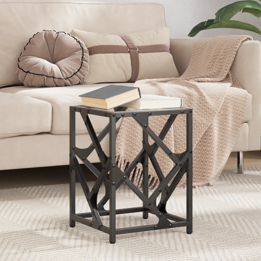 Mesa de centro c/ topo em vidro transparente 30x30x41 cm aço
