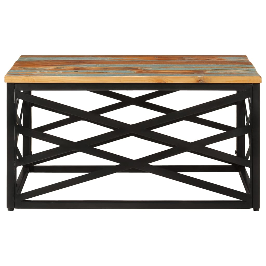 Mesa de centro 68x68x35 cm madeira recuperada maciça