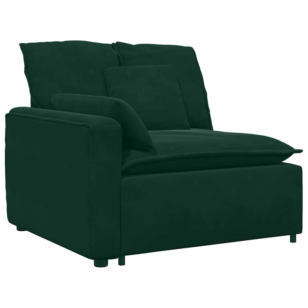 Sofá modular com almofadas verde-escuro