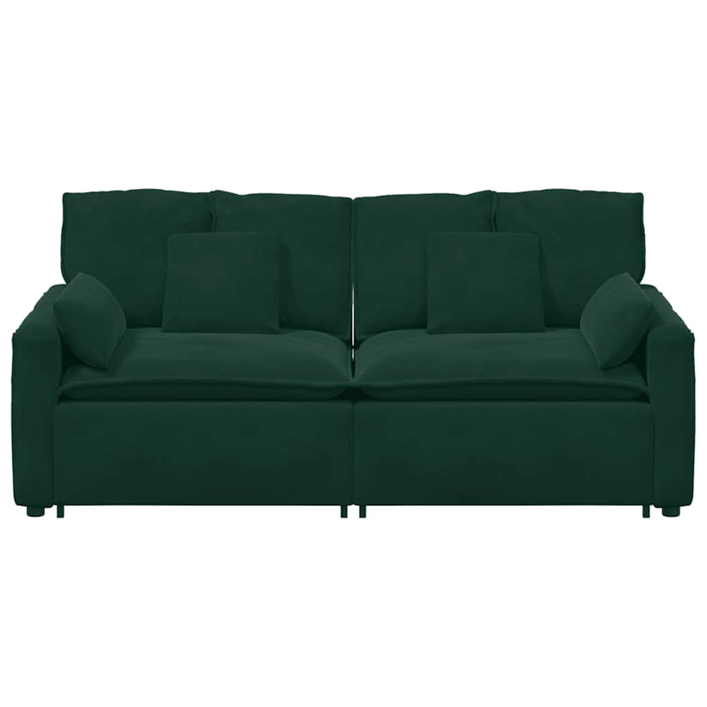 Sofá modular com almofadas verde-escuro
