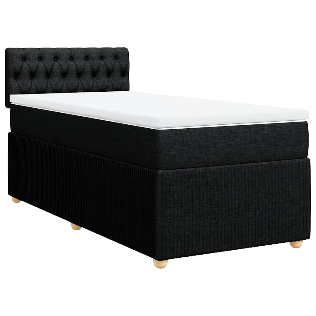 Cama com molas/colchão 80x200 cm tecido preto