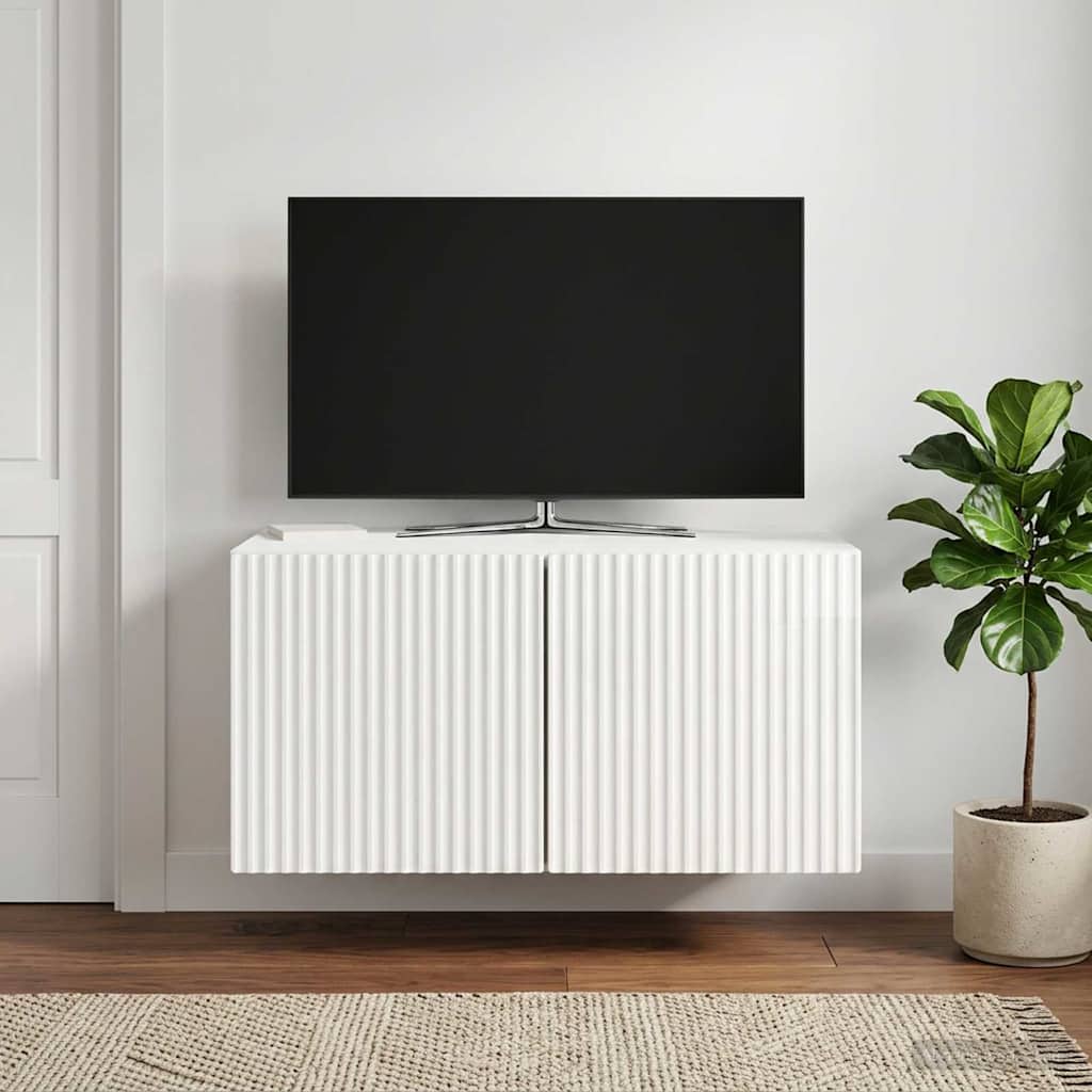 Gabinete de TV de parede branco brilhante 59,5 x 41 x 30 cm