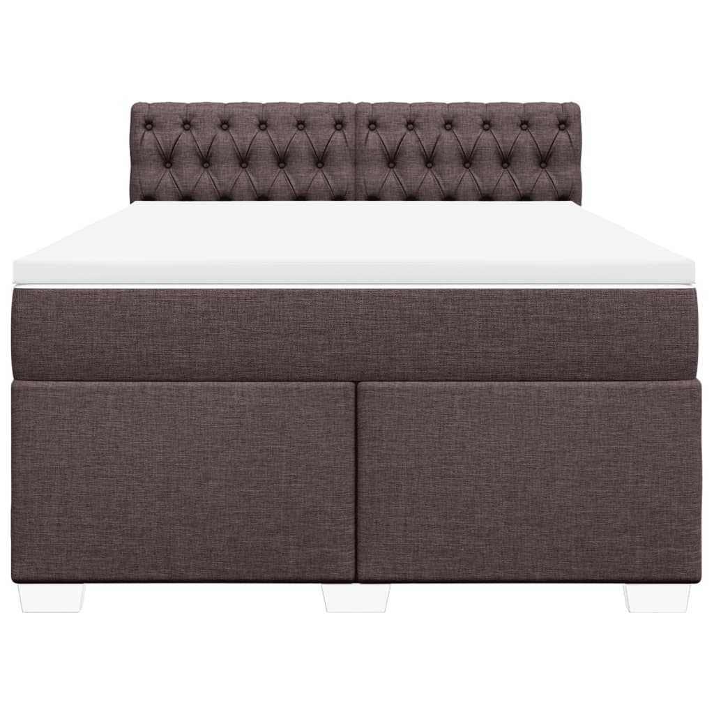 Cama com molas/colchão 160x200 cm tecido castanho-escuro