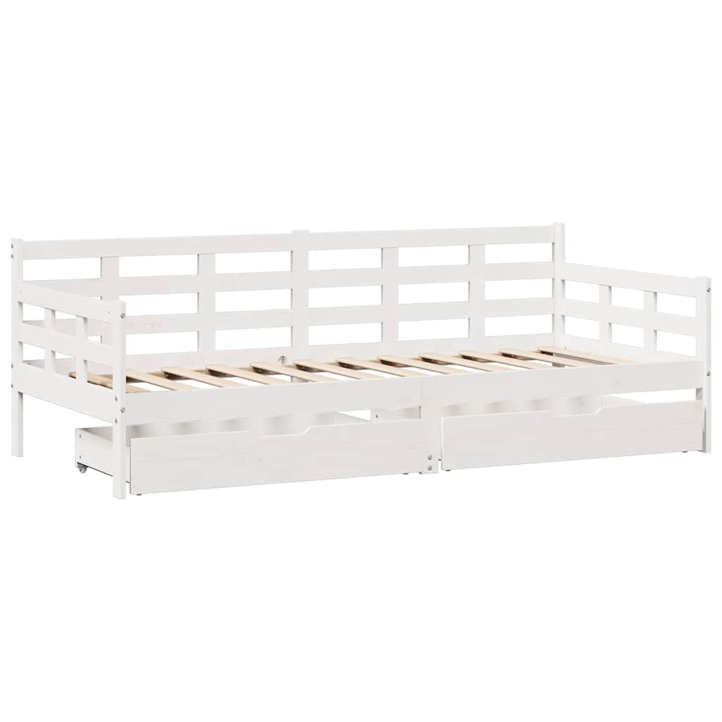 Sofá-cama com gavetas 80x200 cm madeira de pinho maciça