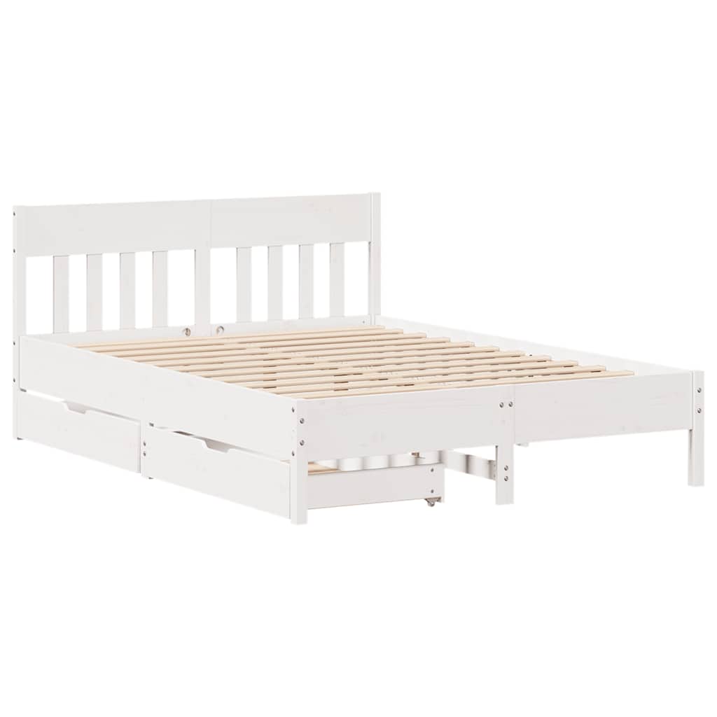 Cama sem colchão 140x190 cm madeira de pinho maciça branco