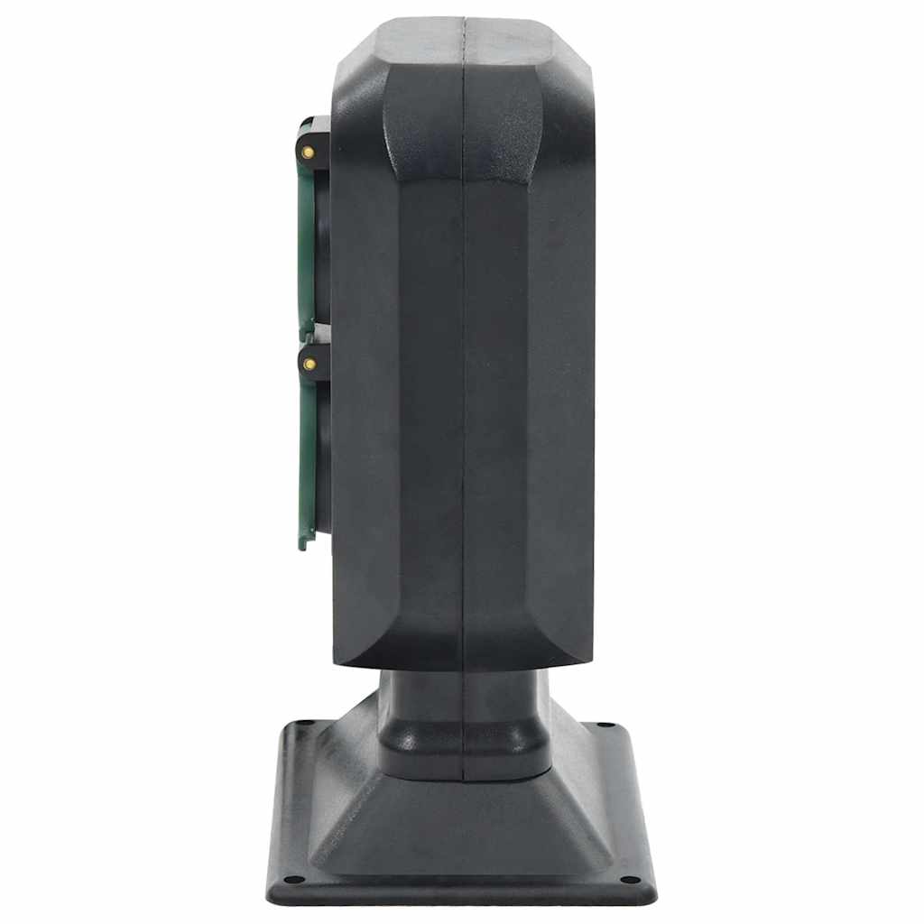 Tomada p/ o exterior c/ estaca 2 vias 15,5x11x24 cm preto/verde