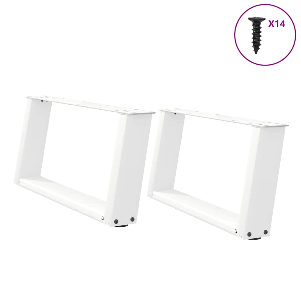 Pés para mesa de centro em formato de u, 2 peças, branco, 60x(30-31) cm, aço