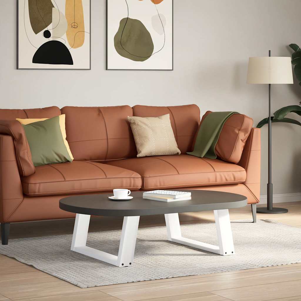 Pés para mesa de centro em formato de u, 2 peças, branco, 60x(30-31) cm, aço