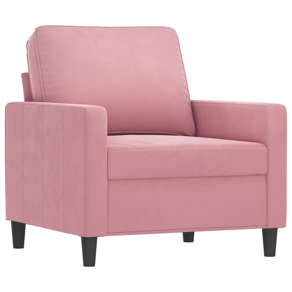 3 Pcs conjunto de sofás com almofadões veludo rosa