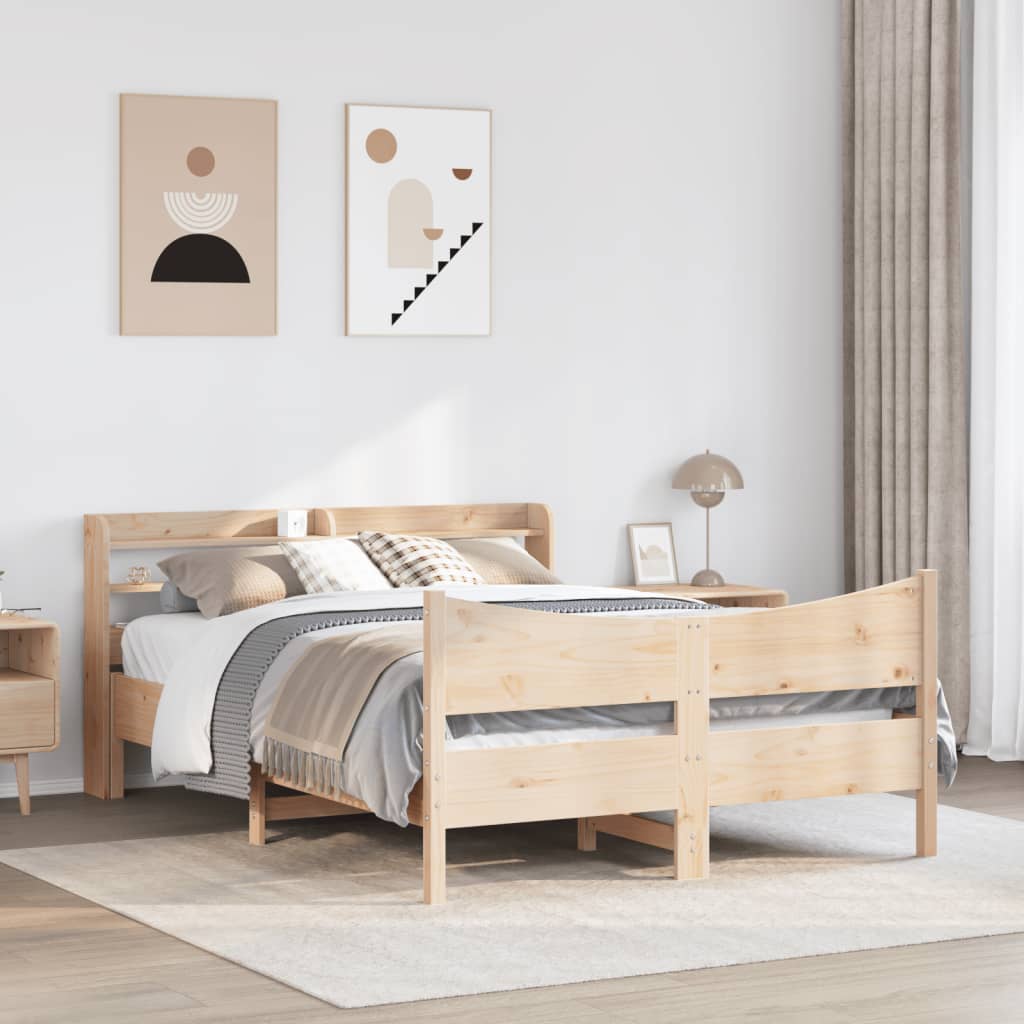 Estrutura de cama c/ cabeceira 150x200 cm pinho maciço