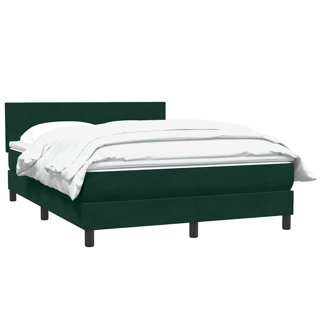Cama com molas/colchão 160x220 cm veludo verde-escuro
