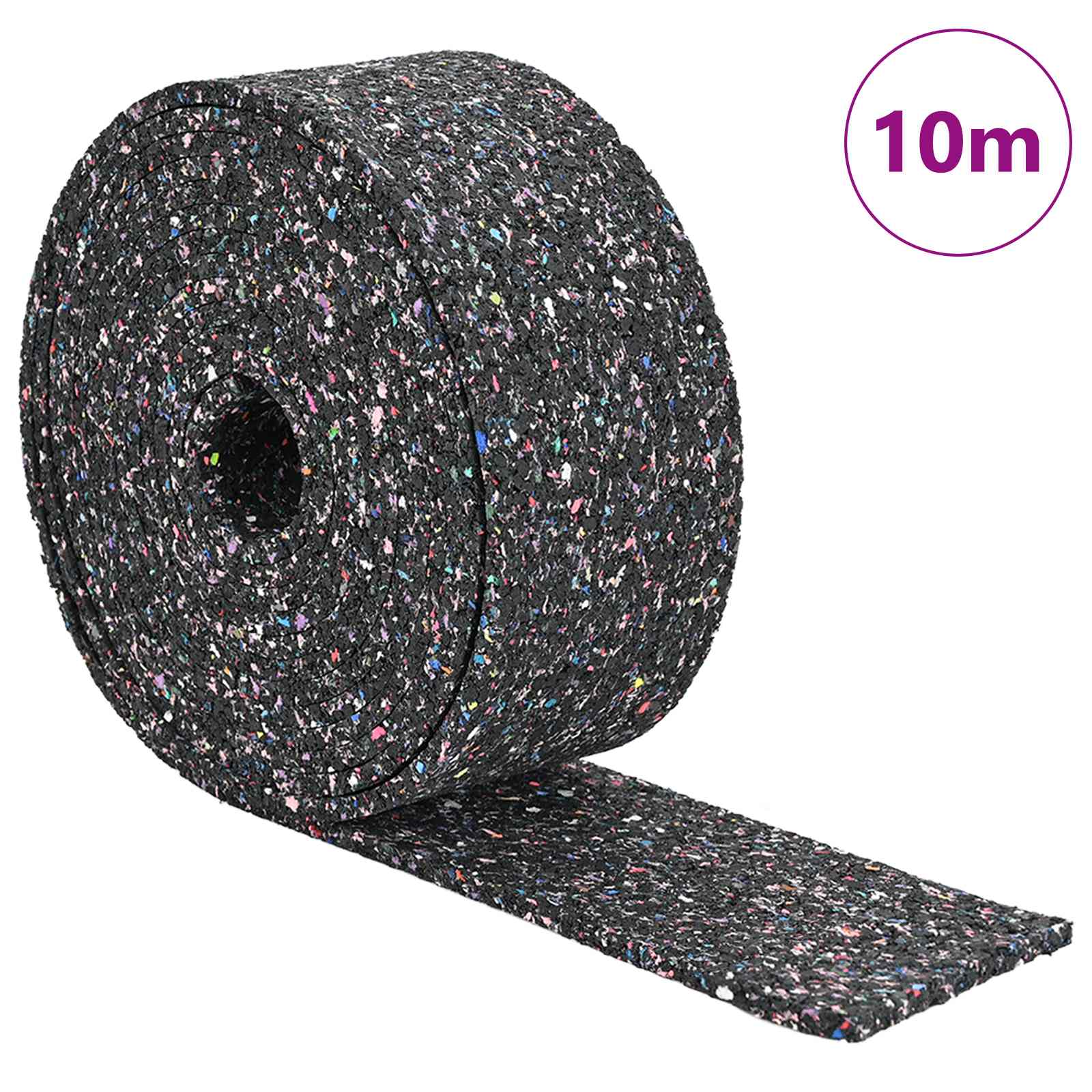 Rolo de granulado de borracha preto 1000 x 8 x 0,8 cm borracha