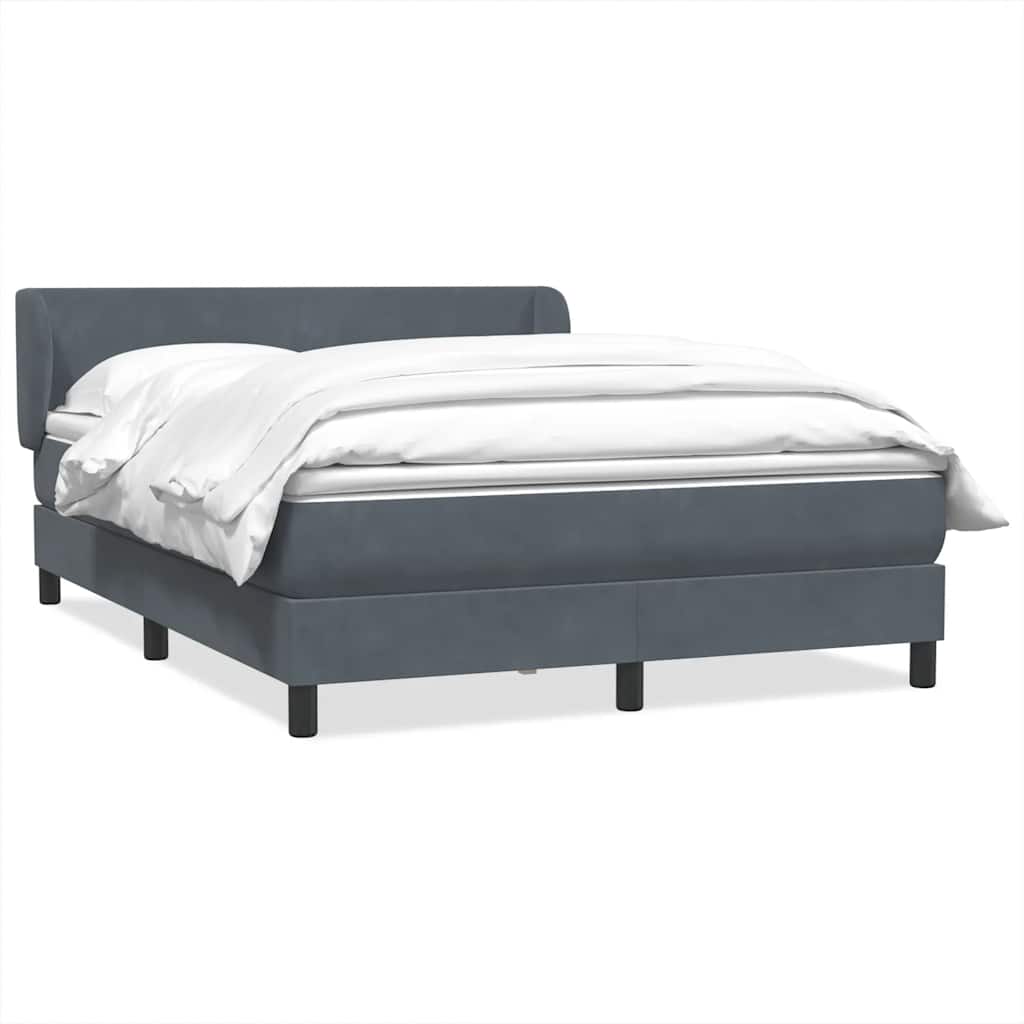 Cama com molas/colchão 160x210 cm veludo cinzento-escuro
