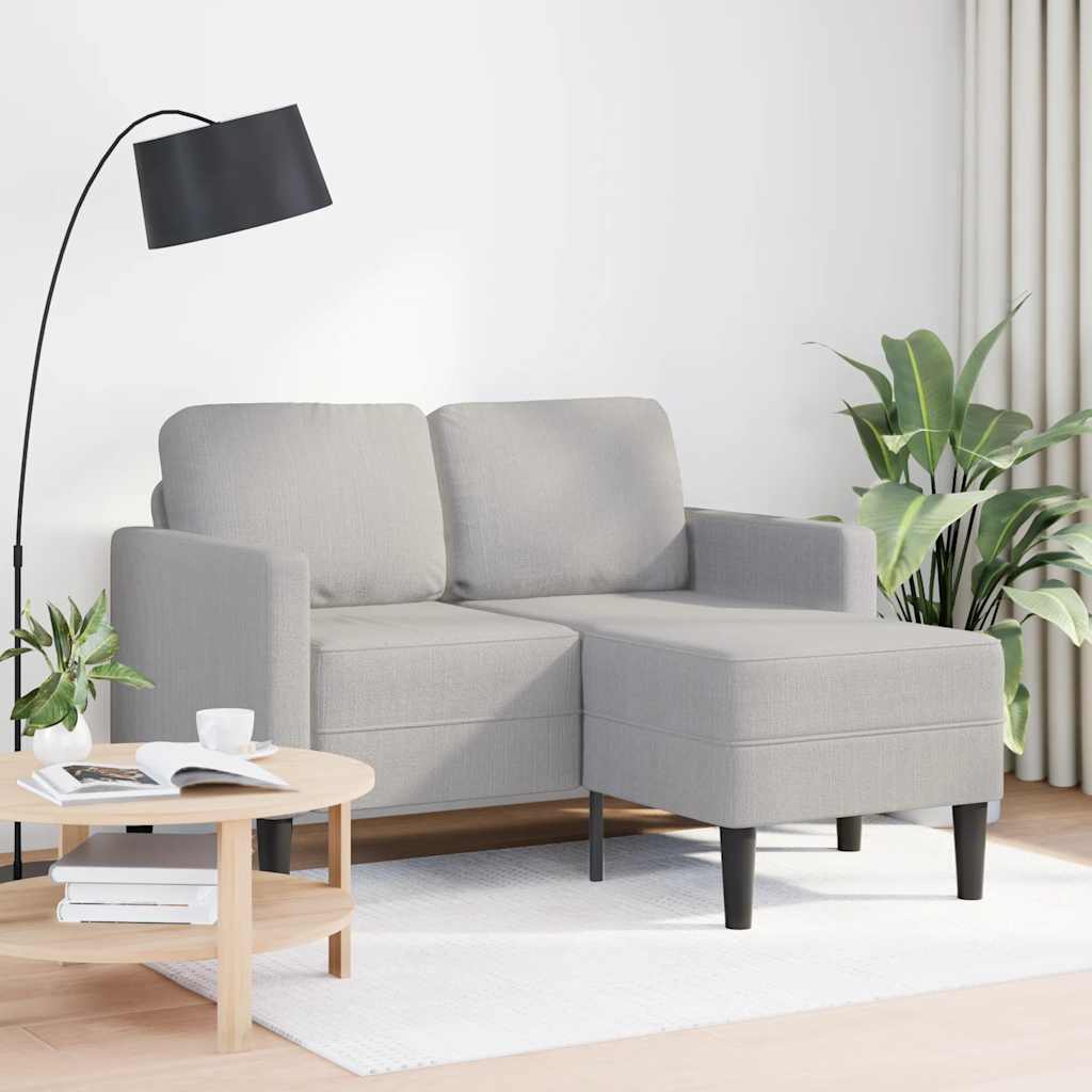Sofá 2 lugares com chaise em l 125 cm tecido cinzento nublado