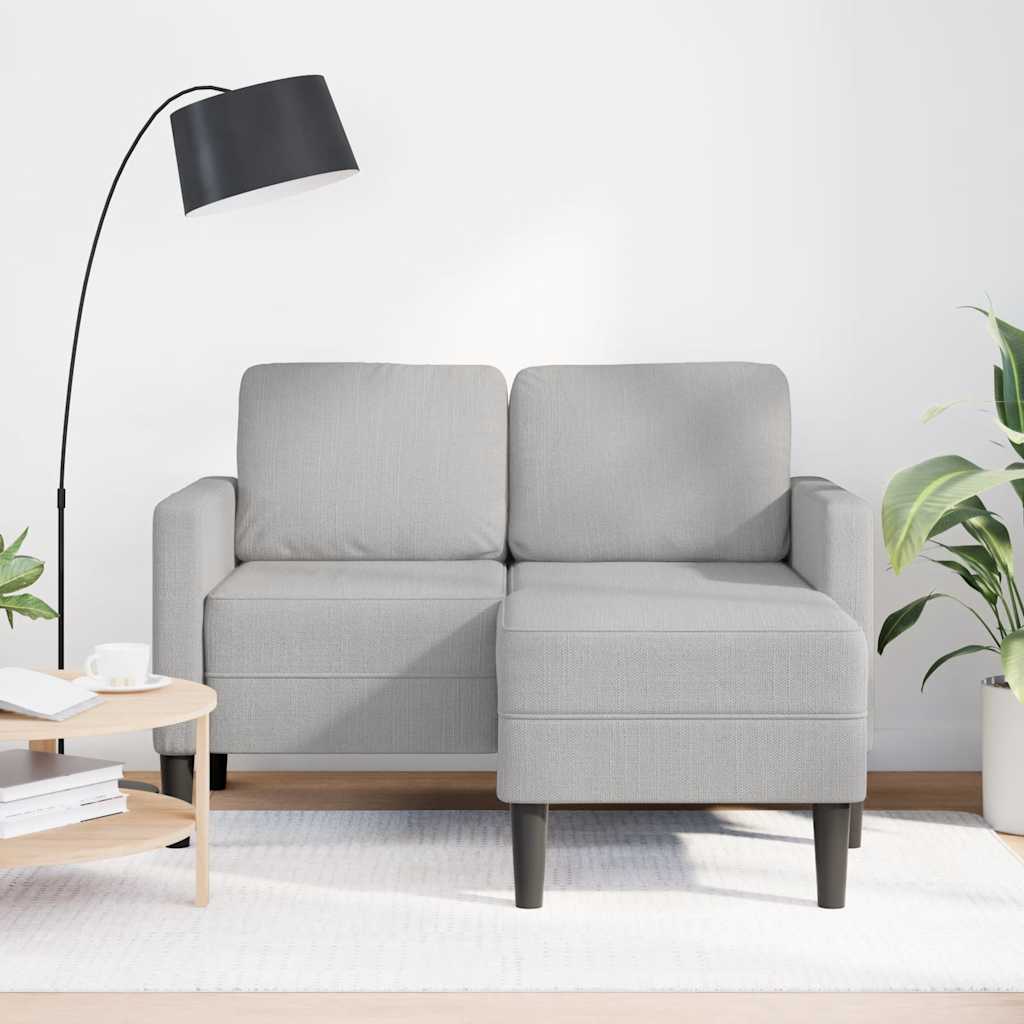 Sofá 2 lugares com chaise em l 125 cm tecido cinzento nublado