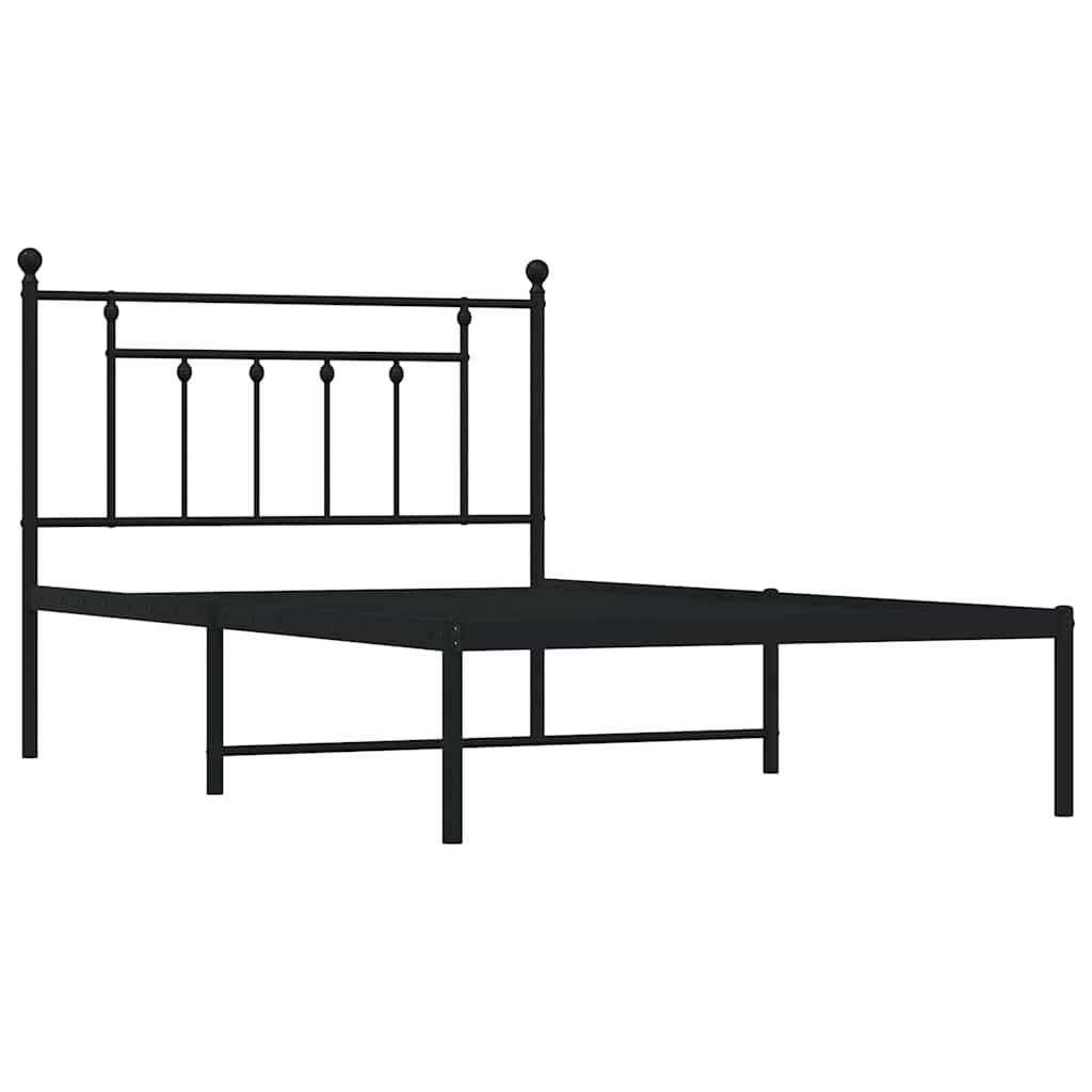 Estrutura de cama com cabeceira 100x200 cm metal preto