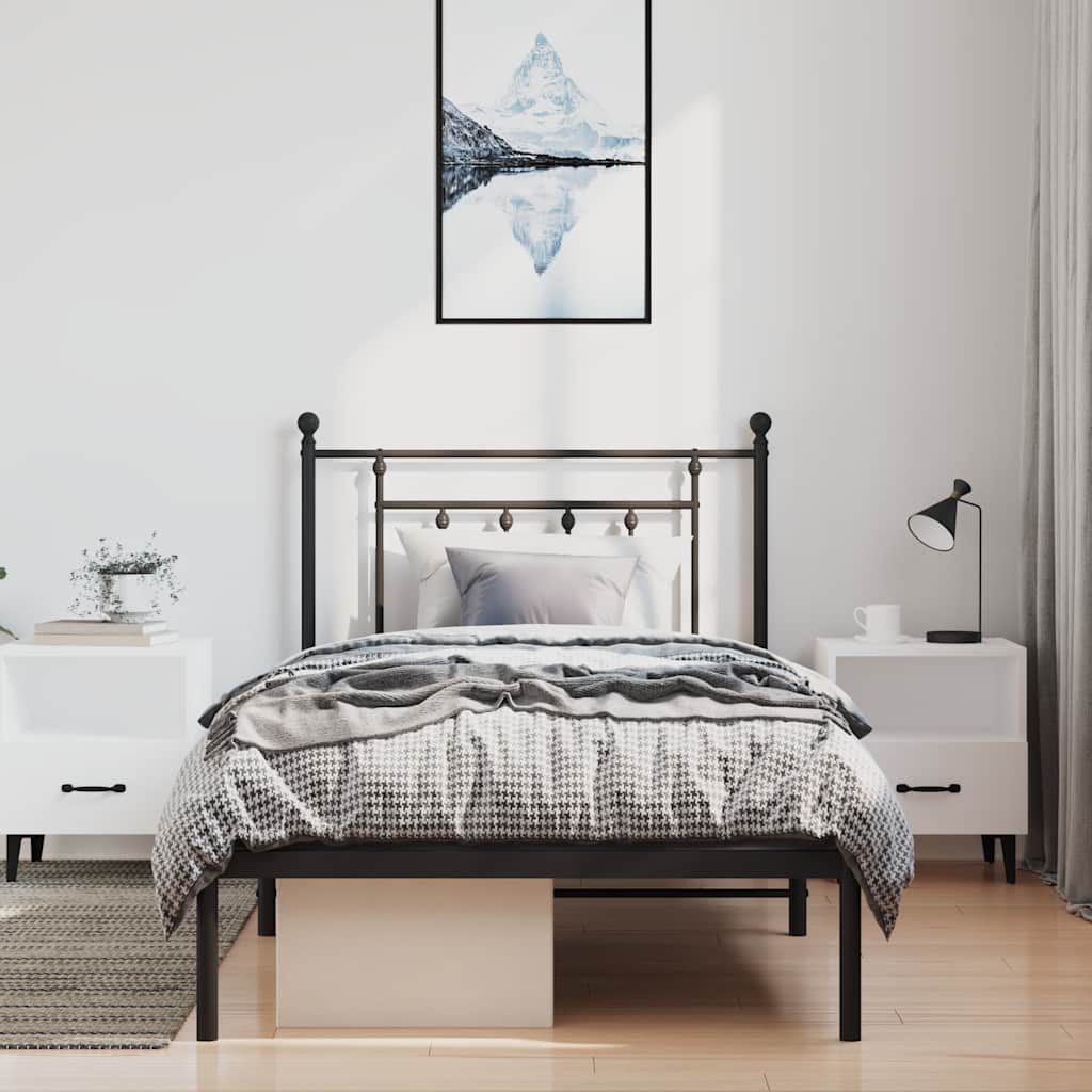 Estrutura de cama com cabeceira 100x200 cm metal preto