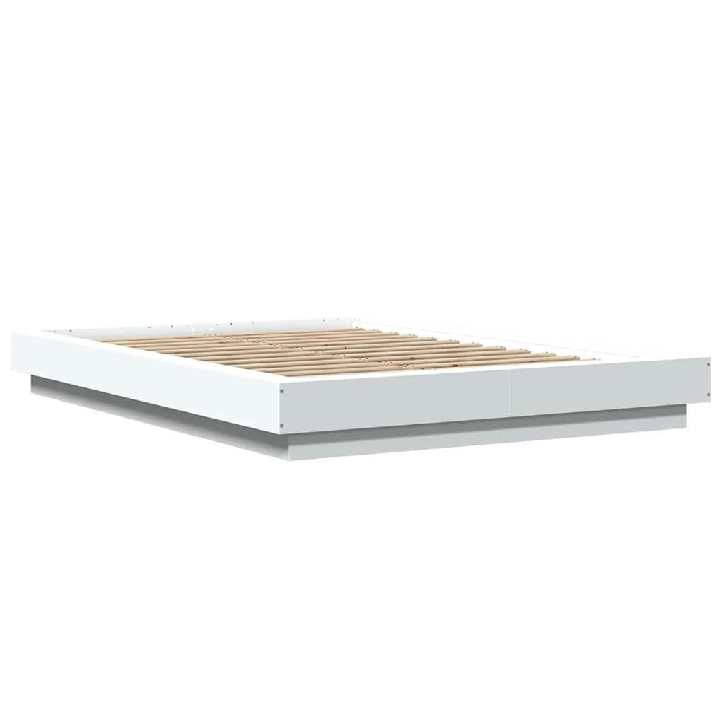 Estrutura cama c/ luzes LED 140x200 cm derivados madeira branco